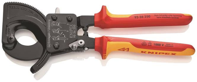 Knipex VDE-Kabelschneider 250mm 9536250 mit Ratsche 32Ømm/240qmm Install.Baumaterial Werkzeug