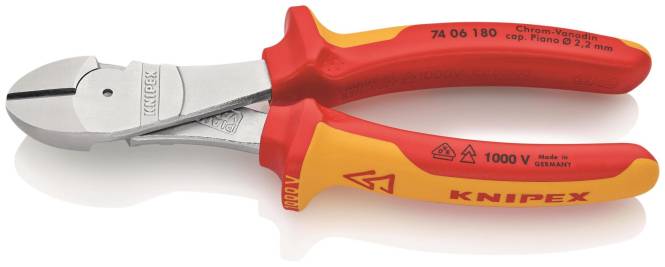 Knipex VDE-Kraftseitenschneider 7406180 180mm Install.Baumaterial Werkzeug Messgeräte