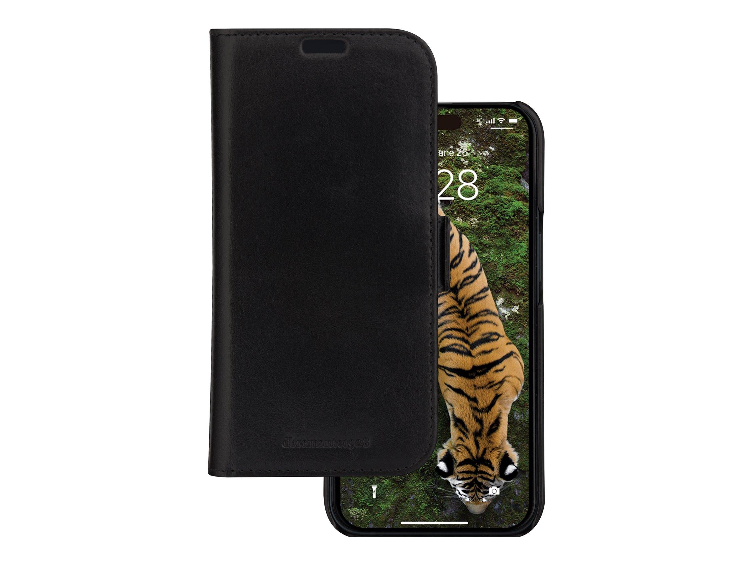 dbramante1928 Lynge - Flip-Hülle für Mobiltelefongenarbtes Leder - Schwarz - für