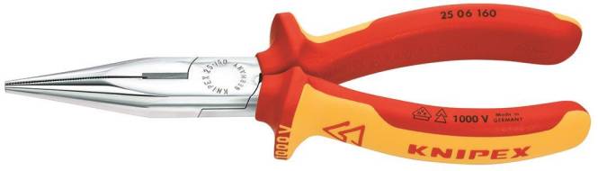 Knipex VDE-Flachrundzange 160mm 2506160 mit Schneide gerade Install.Baumaterial Werkzeug Messgeräte