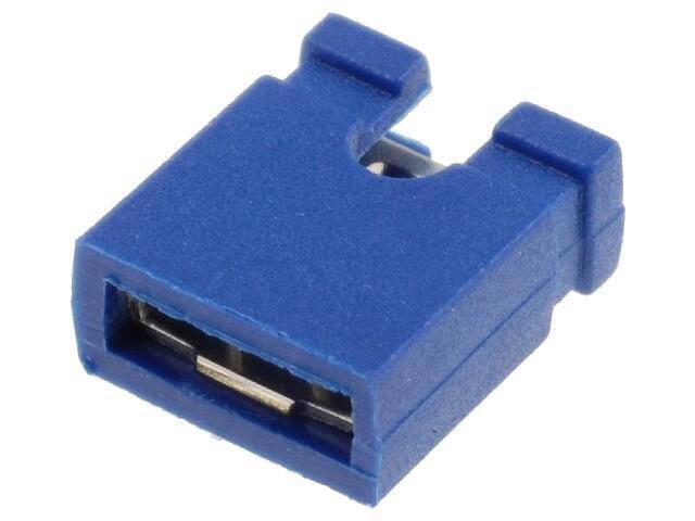 Jumper, kurze Ausführung, geöffnet, RM 2,54mm, blau