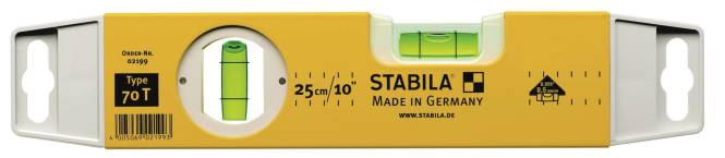 Stabila Torpedo-Wasserwaage 25cm 02199 Typ 70T Install.Baumaterial Werkzeug Messgeräte