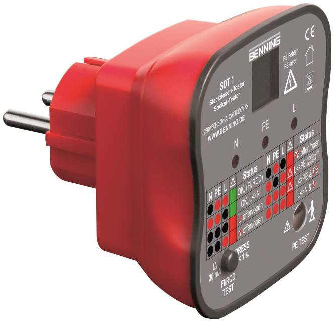BENNI Steckdosentester SDT1 für PE-Fehlererkennung 020053 Install.Baumaterial Werkzeug Messgeräte