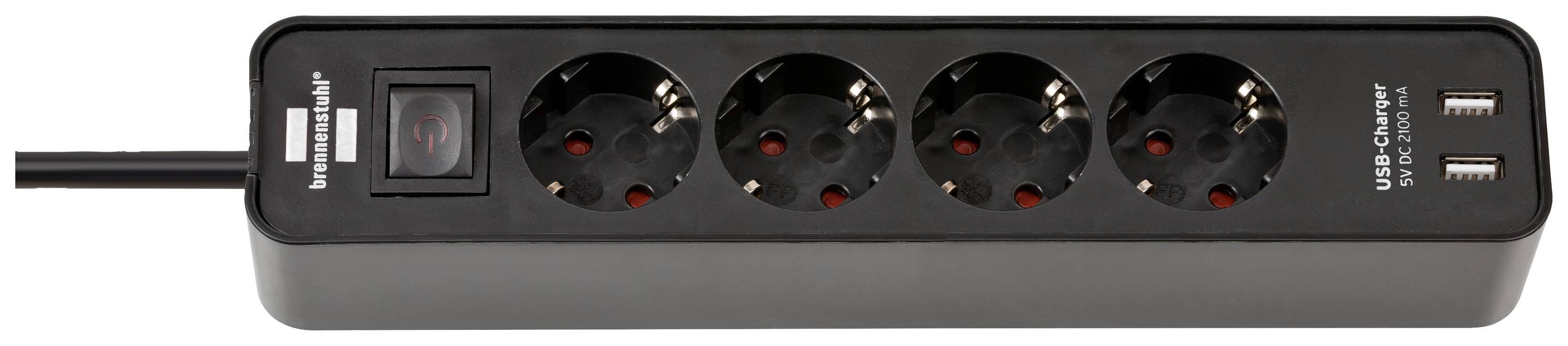Brennenstuhl Steckdosenleiste Ecolor 4x+USB schwarz 1.5m Multimedia-Technik Steckdosenleisten