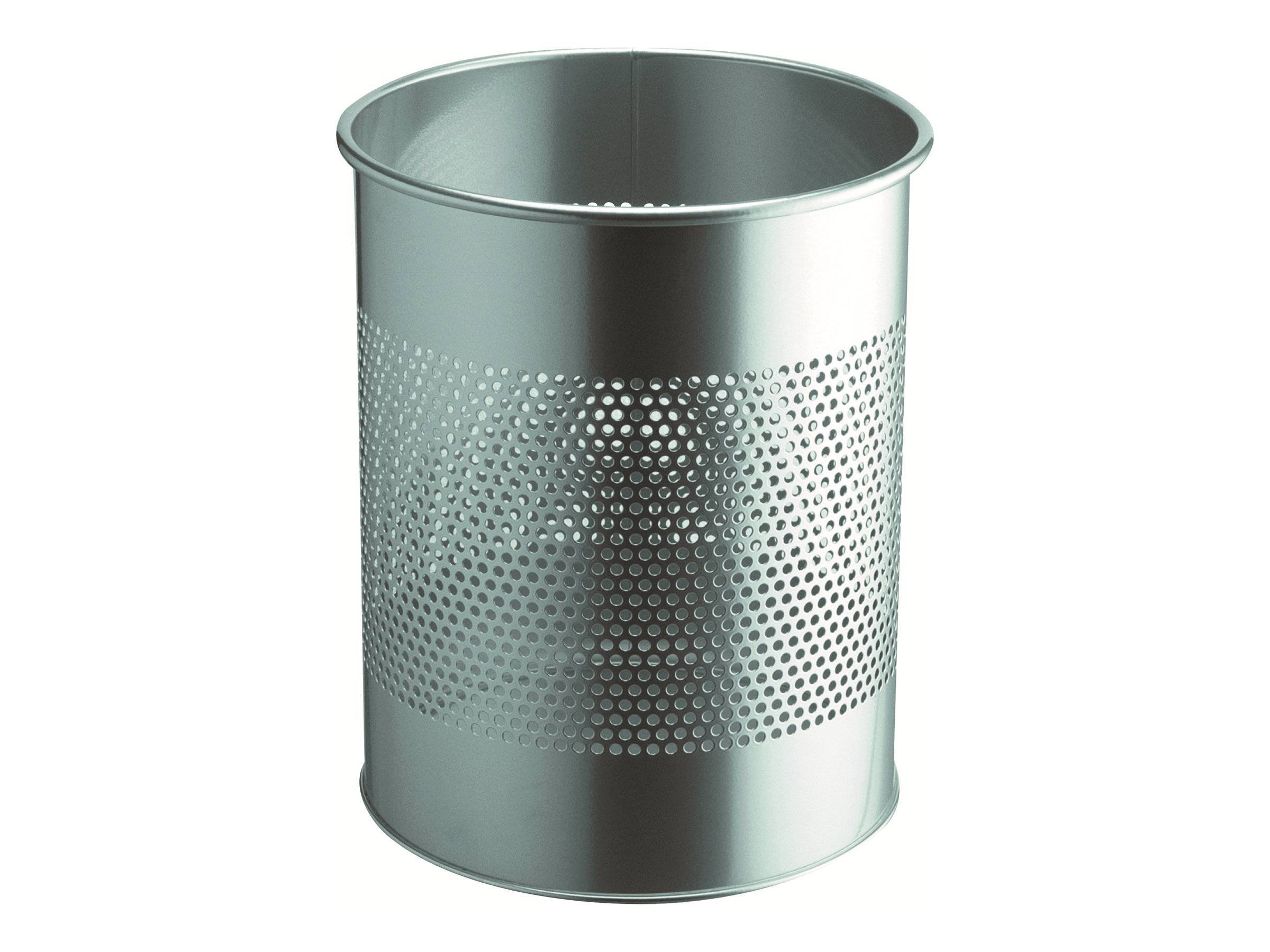 DURABLE Papierkorb Metall rund 15L Perforation 165mm silber Multimedia-Technik PapierBüroSchreibwar