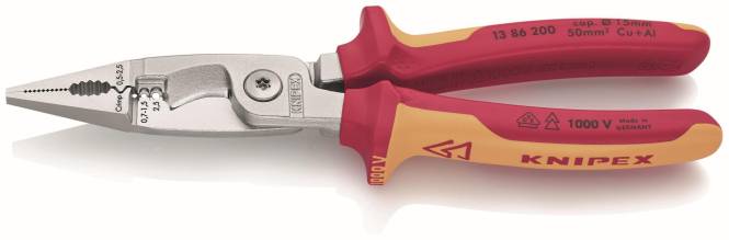 Rot- und gelbgriffige Zangen mit einer Metallschneidfläche, konzipiert für präzise Schneidaufgaben.