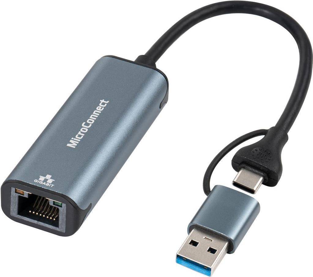 MicroConnect USB-C A to RJ45 network Gigabit Adapter