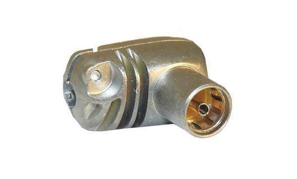 Ein Nahaufnahme-Bild eines metallischen Zündschlosszylinders, der seinen Schlüsseleinfügeschlitz und seine komplexen Designmerkmale zeigt.