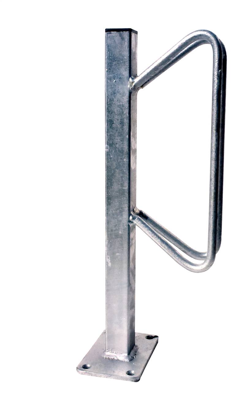 Schake 421_53 Fahrradständer Einzelparker Einzelparker zum Aufdübeln<br><br>Dübelplatte 100 x 150 mm, 4 Bohrungen Ø 10 mm einseitige Einstellung