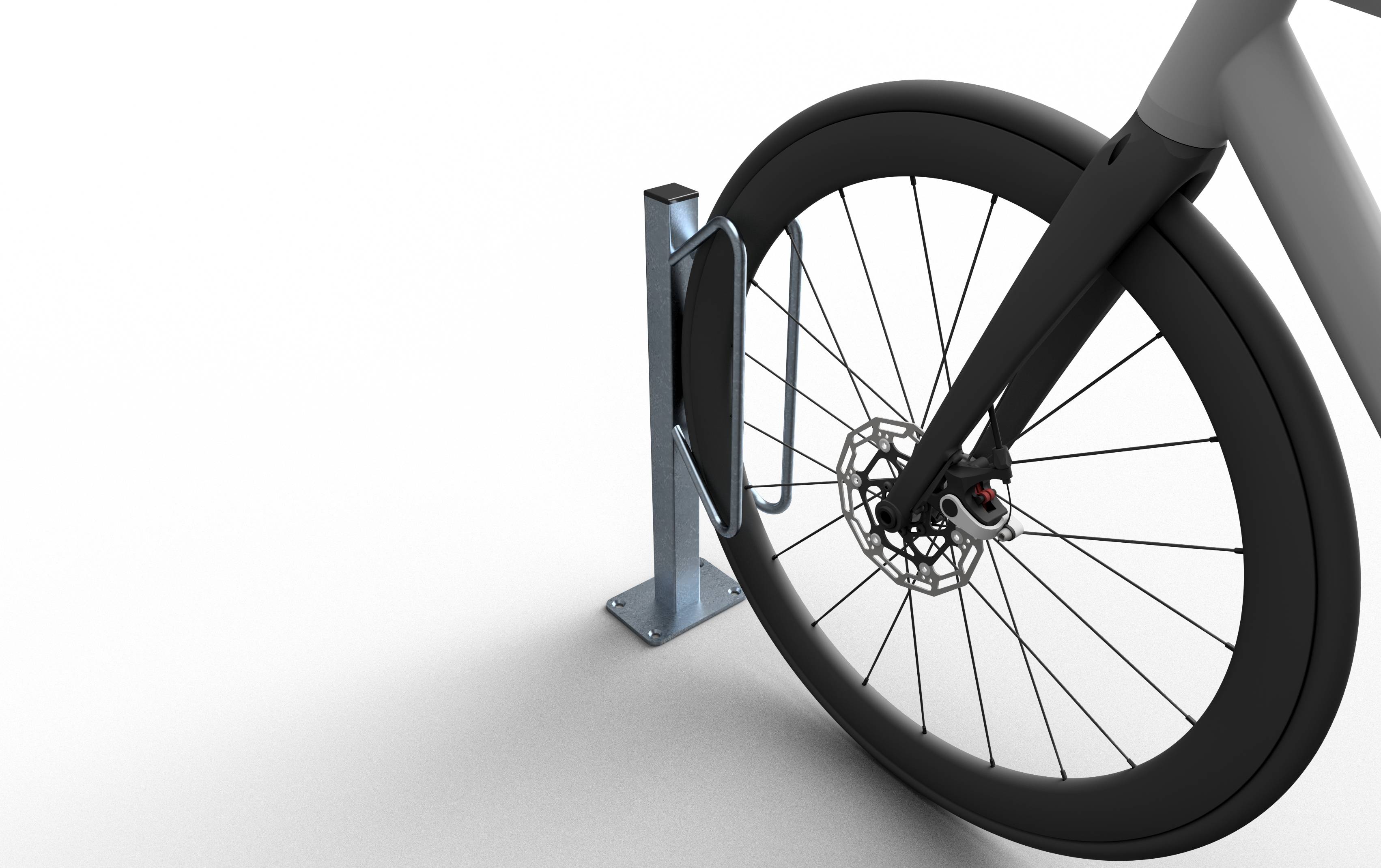 Schake 421_53 Fahrradständer Einzelparker Einzelparker zum Aufdübeln<br><br>Dübelplatte 100 x 150 mm, 4 Bohrungen Ø 10 mm einseitige Einstellung