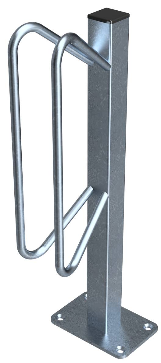 Schake 421_53 Fahrradständer Einzelparker Einzelparker zum Aufdübeln<br><br>Dübelplatte 100 x 150 mm, 4 Bohrungen Ø 10 mm einseitige Einstellung