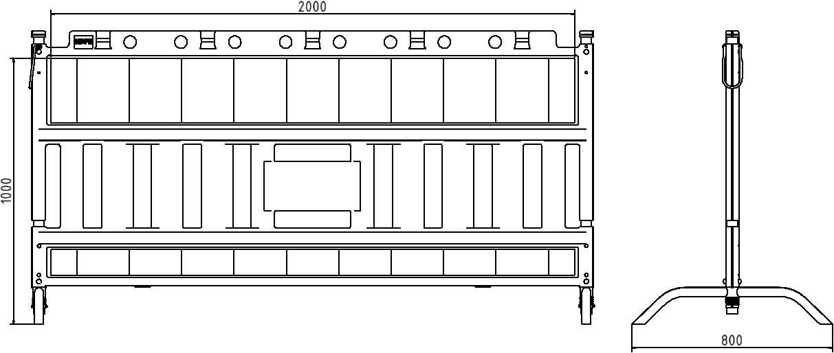Schake 33420KF Schake EURO2 Absperrschrankengitter mit Füßen Typ NOX