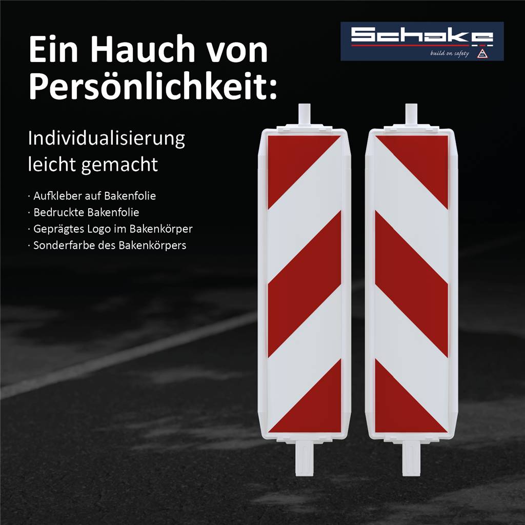 Schake 36055/2LL Kunststoffbake Typ 60 Folie Typ RA2/B, schraffiert doppelseitig linksweisend rot / weiß