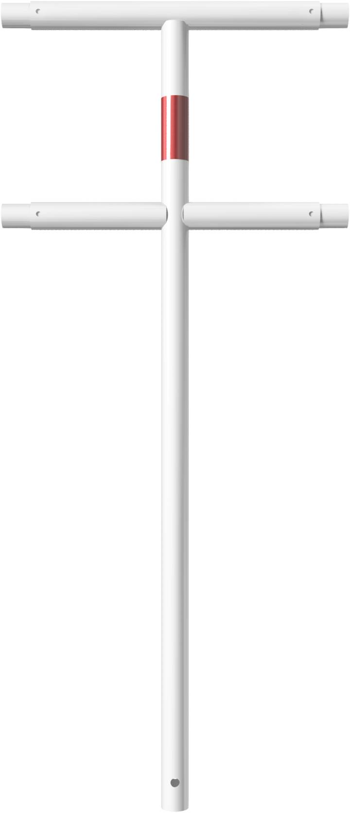 Schake 448_81B Schutzgeländer Stahlrohr Ø 48 mm Standpfosten<br><br>zum Einbetonieren Mittelpfosten feuerverzinkt und weiß beschichtet<br><br>mit