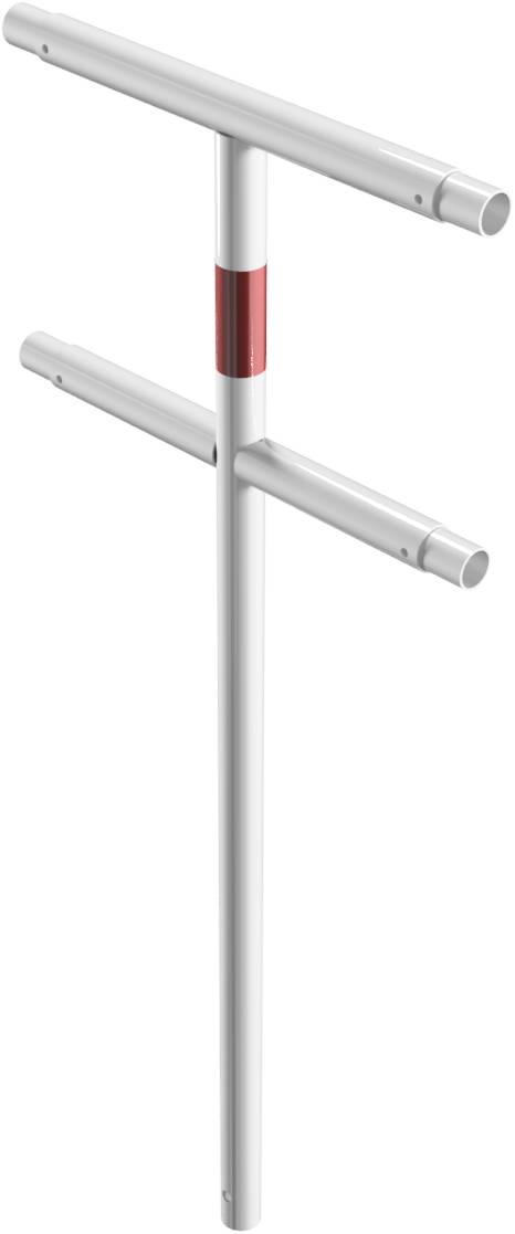 Schake 448_81B Schutzgeländer Stahlrohr Ø 48 mm Standpfosten<br><br>zum Einbetonieren Mittelpfosten feuerverzinkt und weiß beschichtet<br><br>mit