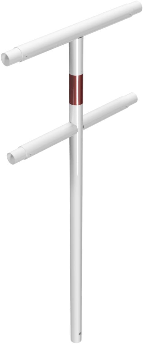 Schake 448_81B Schutzgeländer Stahlrohr Ø 48 mm Standpfosten<br><br>zum Einbetonieren Mittelpfosten feuerverzinkt und weiß beschichtet<br><br>mit