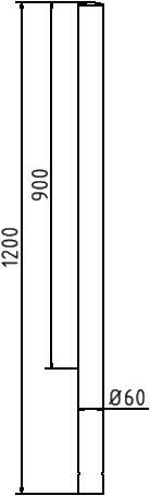 Schake 4062 Edelstahlpfosten Ø 60 mm ortsfest, zum Einbetonieren<br><br>Gesamtlänge: 1200 mm ohne Verschluss ohne Öse