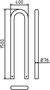 Schake 477_07 Universalbügel aus Stahlrohr Ø 76 x 2,6 mm zum Einbetonieren Gesamtbreite: 400 mm Gesamthöhe: 1500 mm feue