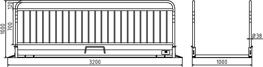 Schake 20283-S Grabenbrücke aus Aluminium mit Sicherheitsgeländer Breite: 1,00 m Länge: ca. 3,30 m