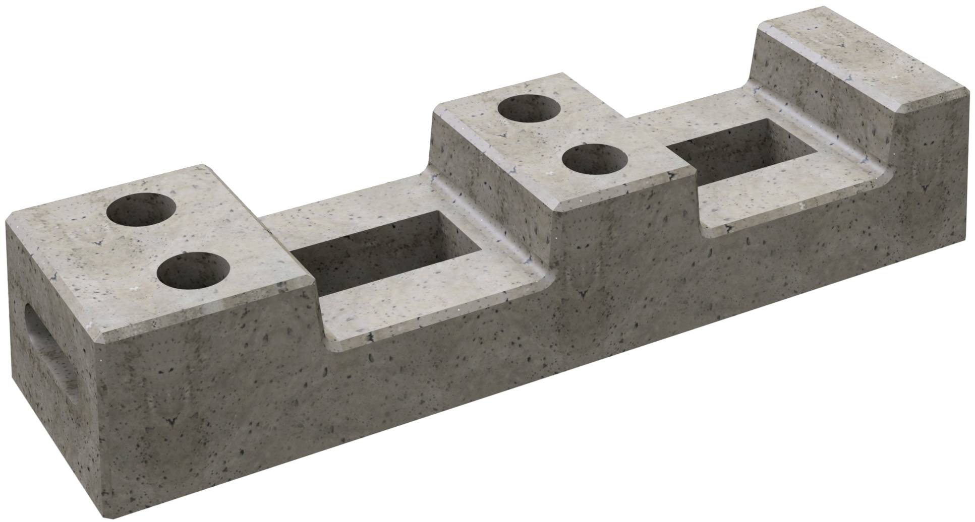 Schake 3F101 Bauzaunfuß aus Beton Länge: 700 mm<br><br>Höhe: 130 mm<br><br>Breite: 190 mm<br><br>mit 4 Löchern (Ø 46 mm)<br><br>25 kg