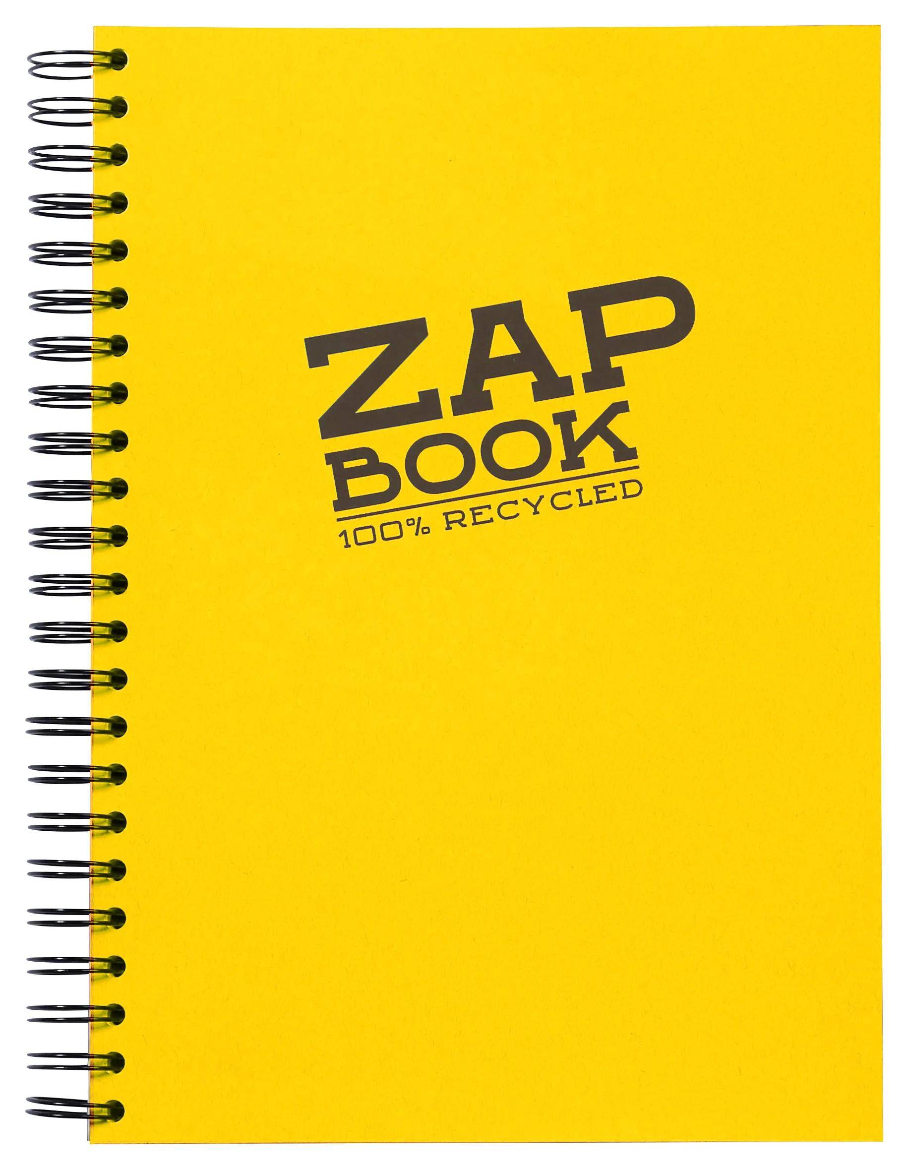 Gelber Spiralbindungs-Notizbucheinband mit der Aufschrift „ZAP BOOK