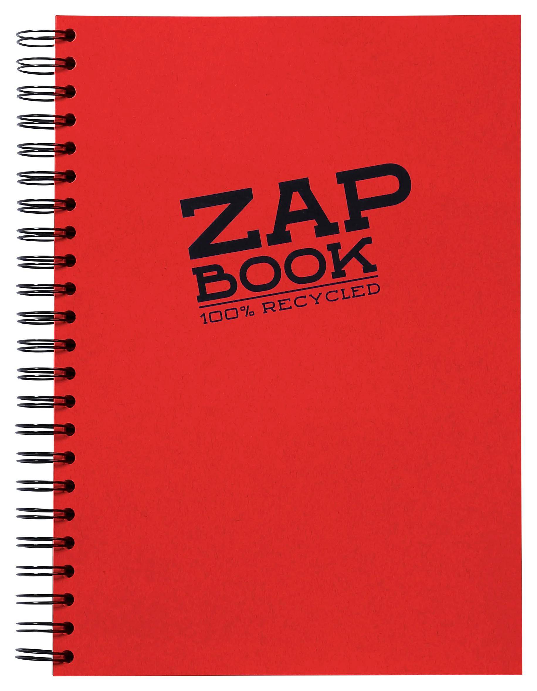 Rotes spiralgebundenes Notizbuch mit einfachem Umschlag mit der Aufschrift „ZAP BOOK