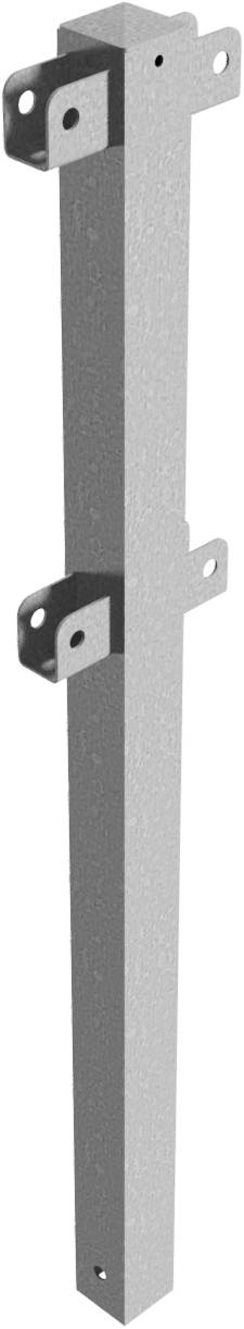 Schake 4271 Schutzgeländer Stahlrohr 70 x70 mm Standpfosten<br><br>zum Einbetonieren Mittelpfosten für Ober- und Knieholm feuerverzinkt