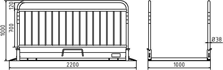 Schake 20281-S Grabenbrücke aus Aluminium mit Sicherheitsgeländer Breite: 1,00 m Länge: ca. 2,30 m