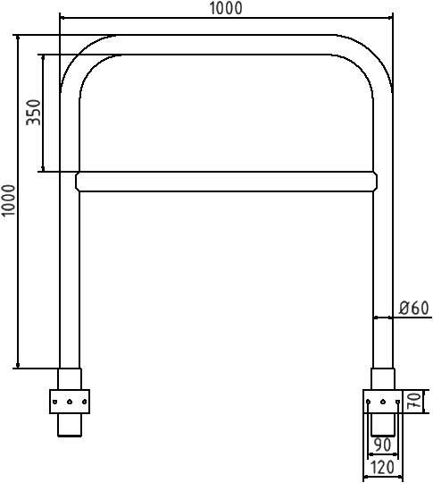 Schake 465_22W Rohrbügel aus Stahlrohr Ø 60 x 2,5 mm mit Querholm zum Einbetonieren Gesamtbreite: 1000 mm Gesamthöhe: 12