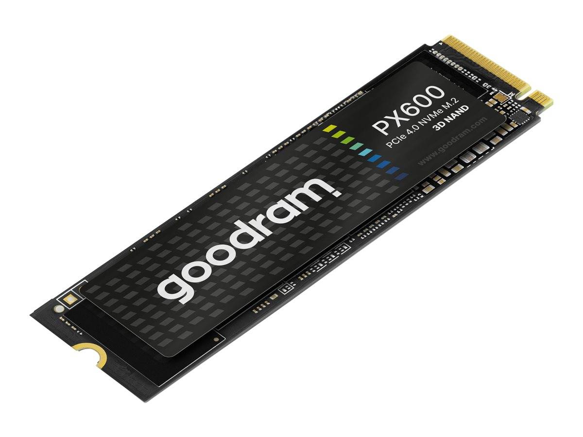 Ein Goodram PX600 M.2 NVMe 3D NAND SSD auf weißem Hintergrund.
