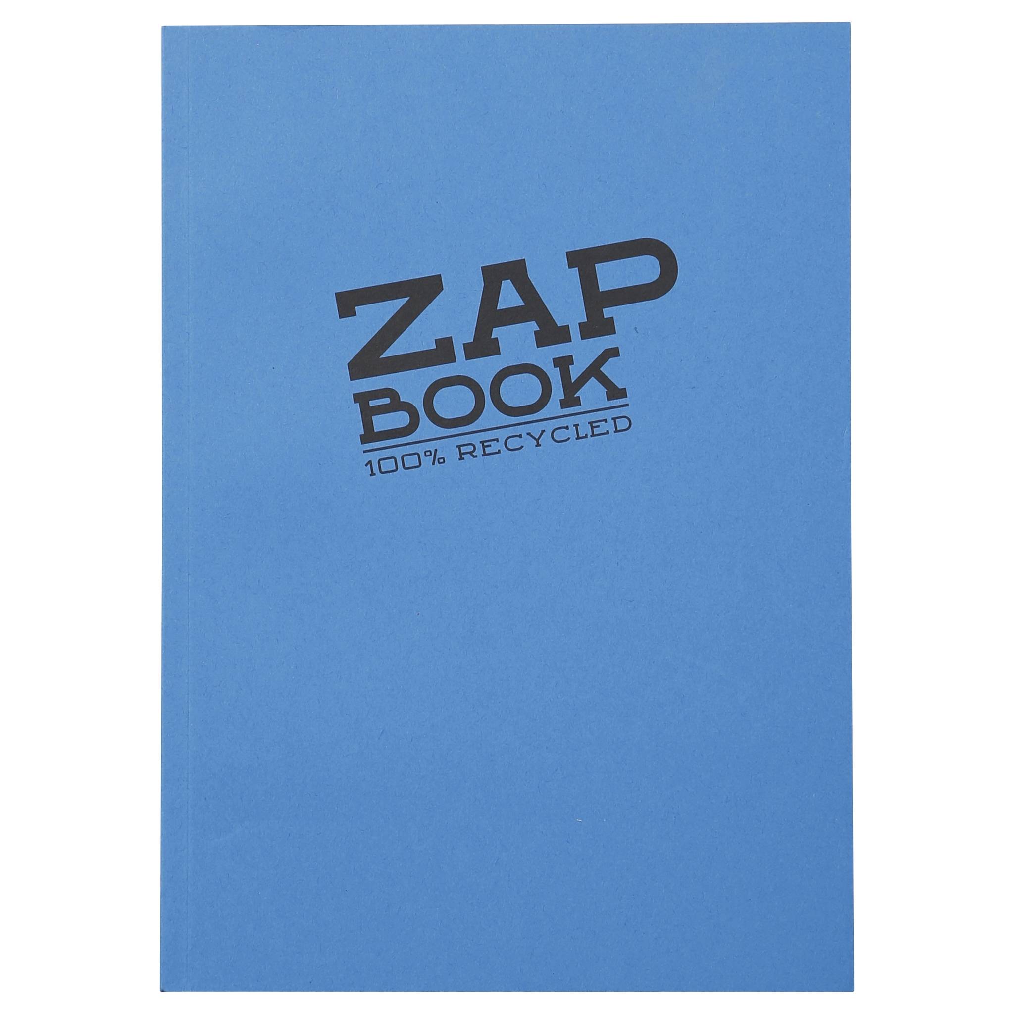 Blauer Notizbucheinband mit der Aufschrift „ZAP BOOK