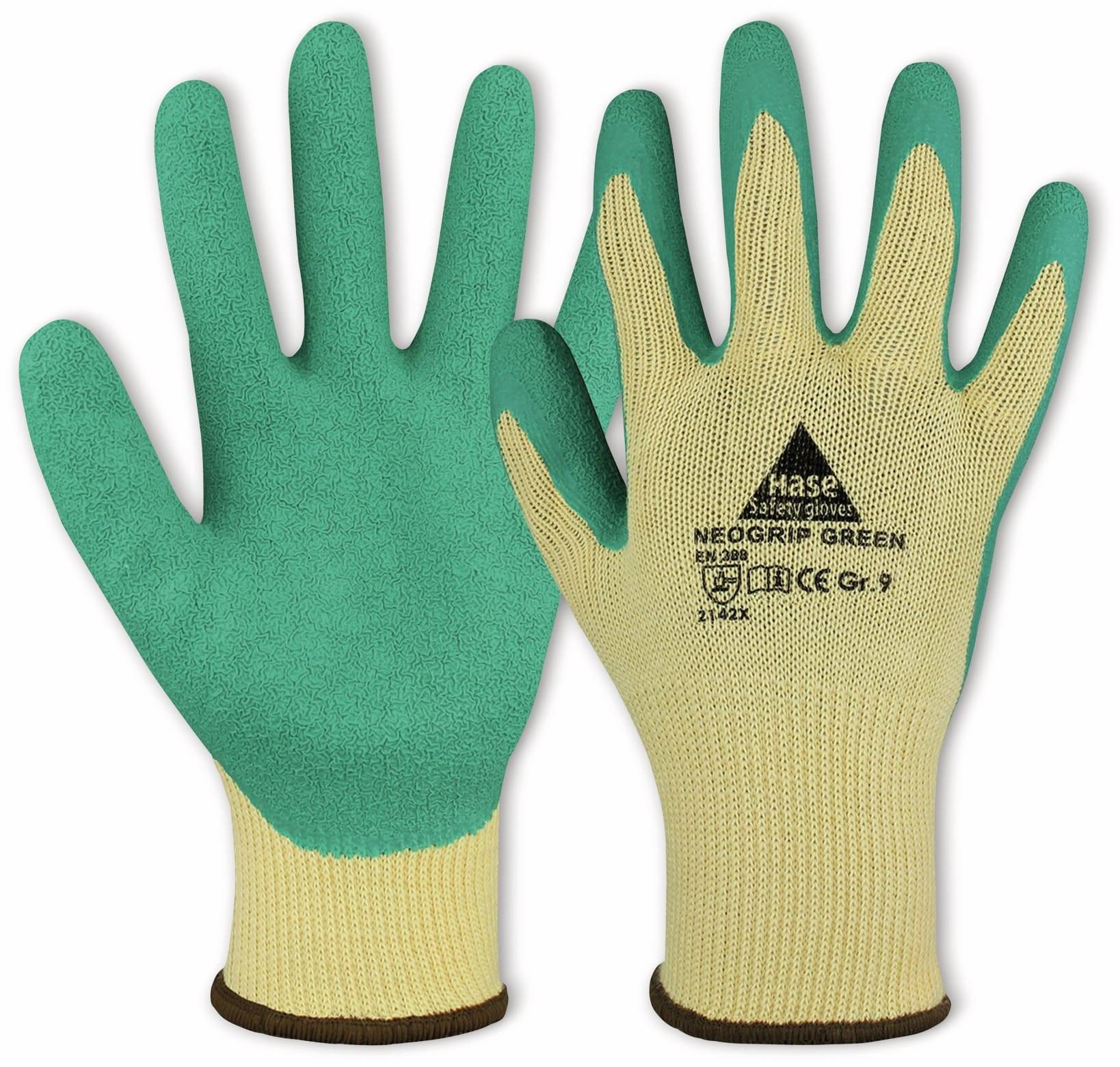 HASE SAFETY GLOVES Latex-Arbeitshandschuh, Neogrip Green, EN 388, EN 420, beige/grün, Größe 8