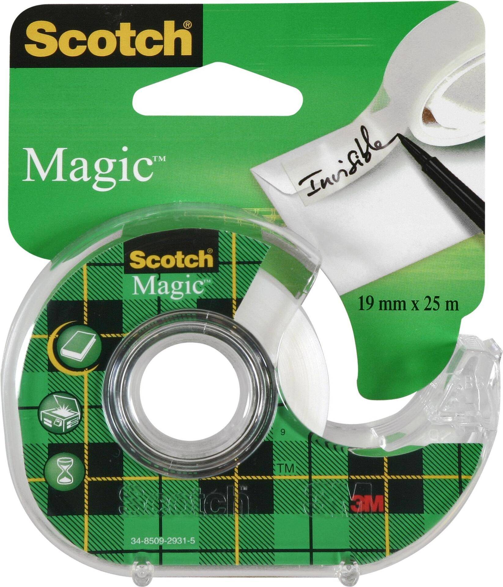 Scotch Klebefilm Magic, unsichtbar, im Handabroller 19 mm x 25 m, Kerndurchmesser: 25 mm