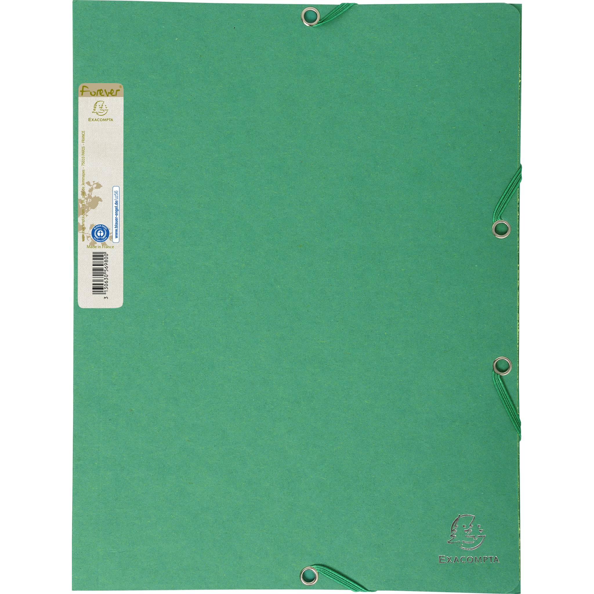 Exacompta 25x Sammelmappe +Gummizug 3 Klappen A4 RC Kart. Dunkelgrün 56983E