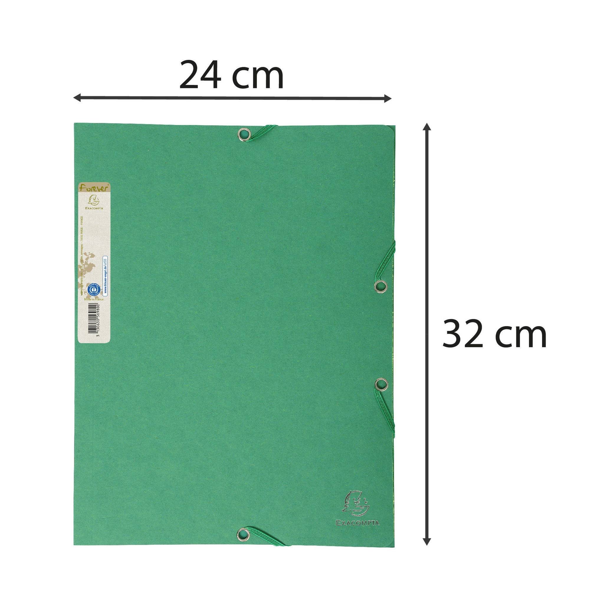 Exacompta 25x Sammelmappe +Gummizug 3 Klappen A4 RC Kart. Dunkelgrün 56983E