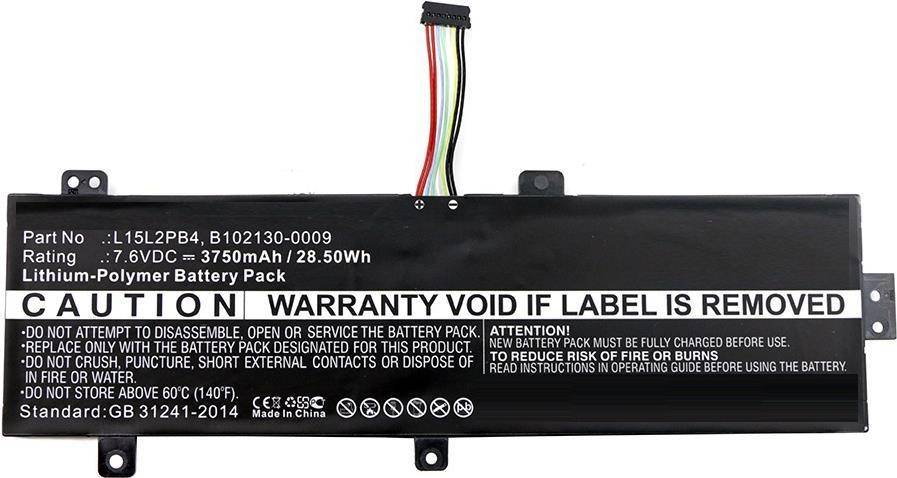 Ein Lithium-Ionen-Akku mit einem Warnschild, auf dem steht „Garantie erlischt bei Entfernung des Etiketts