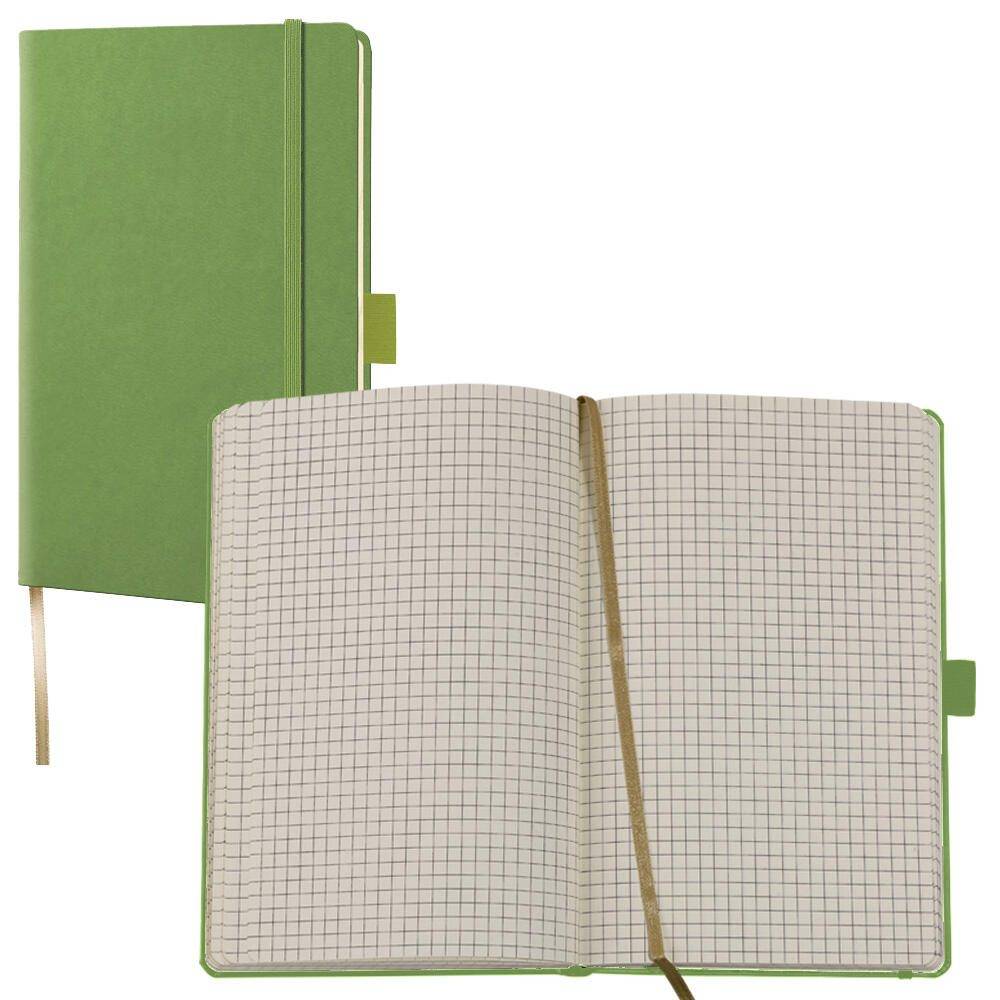 Lediberg Notizbuch Tucson ca. DIN A6 kariert mittelgrün Hardcover 192 Seiten - A6