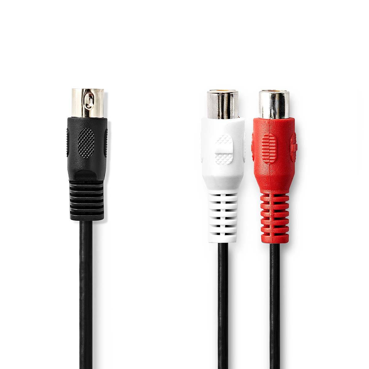 Nedis CAGL20250BK02 - DIN (5-pin) - Männlich - 2 x RCA - Männlich - 0,2 m - Schwarz