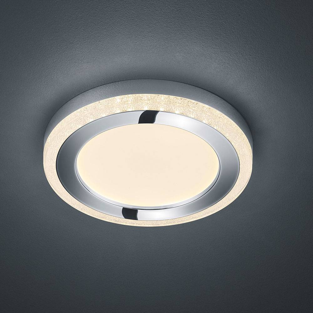 Deckenlampe Wohnzimmerleuchte Schlafzimmerlampe Deckenleuchte Küchenleuchte, Kunststoff weiß Kristallring, dimmbar Fernbedienung, RGB LED 15W 1620Lm