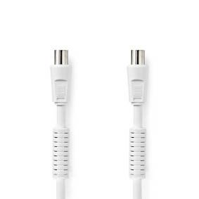 Nedis Coaxkabel | IEC (Coax) Male | IEC (Coax) Female | Vernikkeld | 120 dB | 75 Ohm | Viervoudig Afgeschermd | 3.00 m | Rond | PVC | Wit | Label
