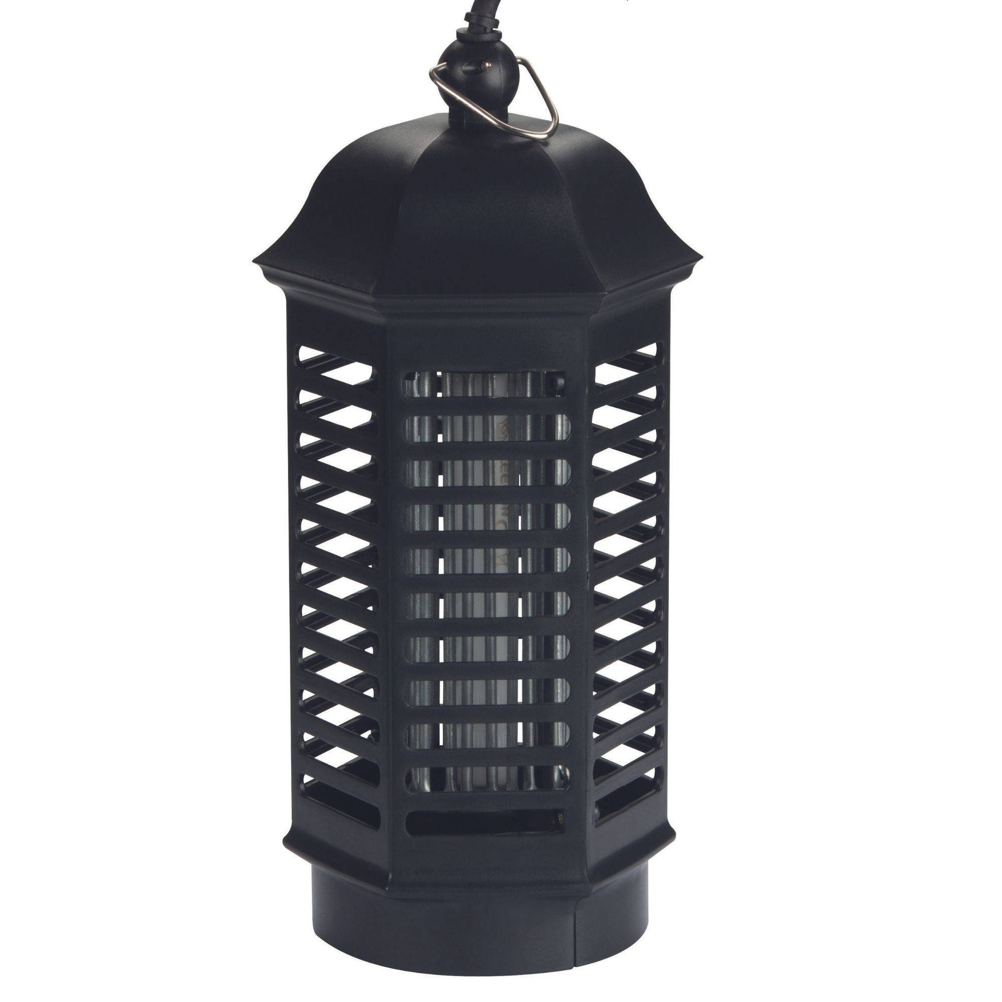 Perel Insektenvernichter, elektrisch, UV-LED, Hochspannungsgitter 1000 V, abnehmbare Auffangschale, 25 m², Schwarz