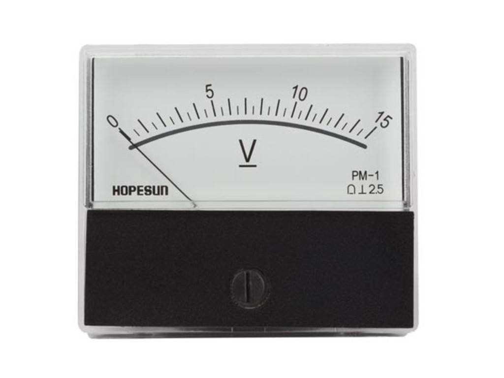 ANALOGES EINBAU-SPANNUNGSMESSGERÄT 15 V DC / 70 x 60 mm