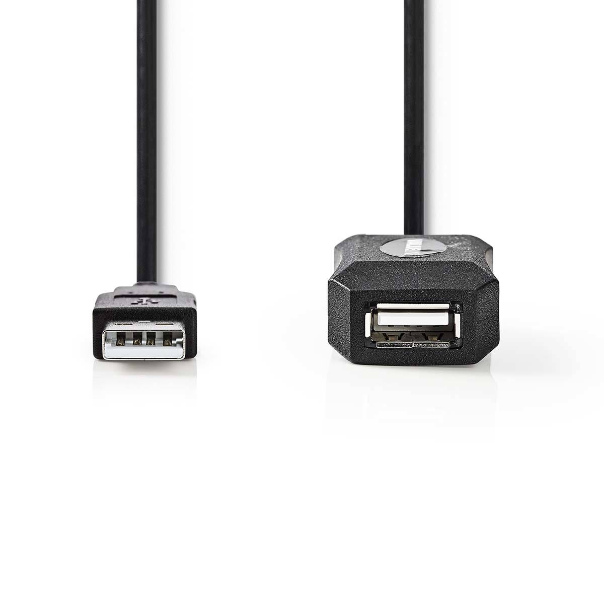 Nedis CCGL60EXTBK200 - 20 m - USB A - USB A - USB 2.0 - 480 Mbit/s - Schwarz
