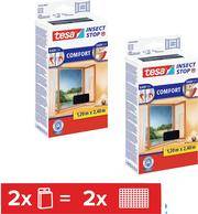 Zwei Pakete 'Tesa Insect Stop Comfort' Fliegengitter, jeweils mit den Maßen 130 cm x 150 cm, entwickelt zum Abwehren von Insekten.