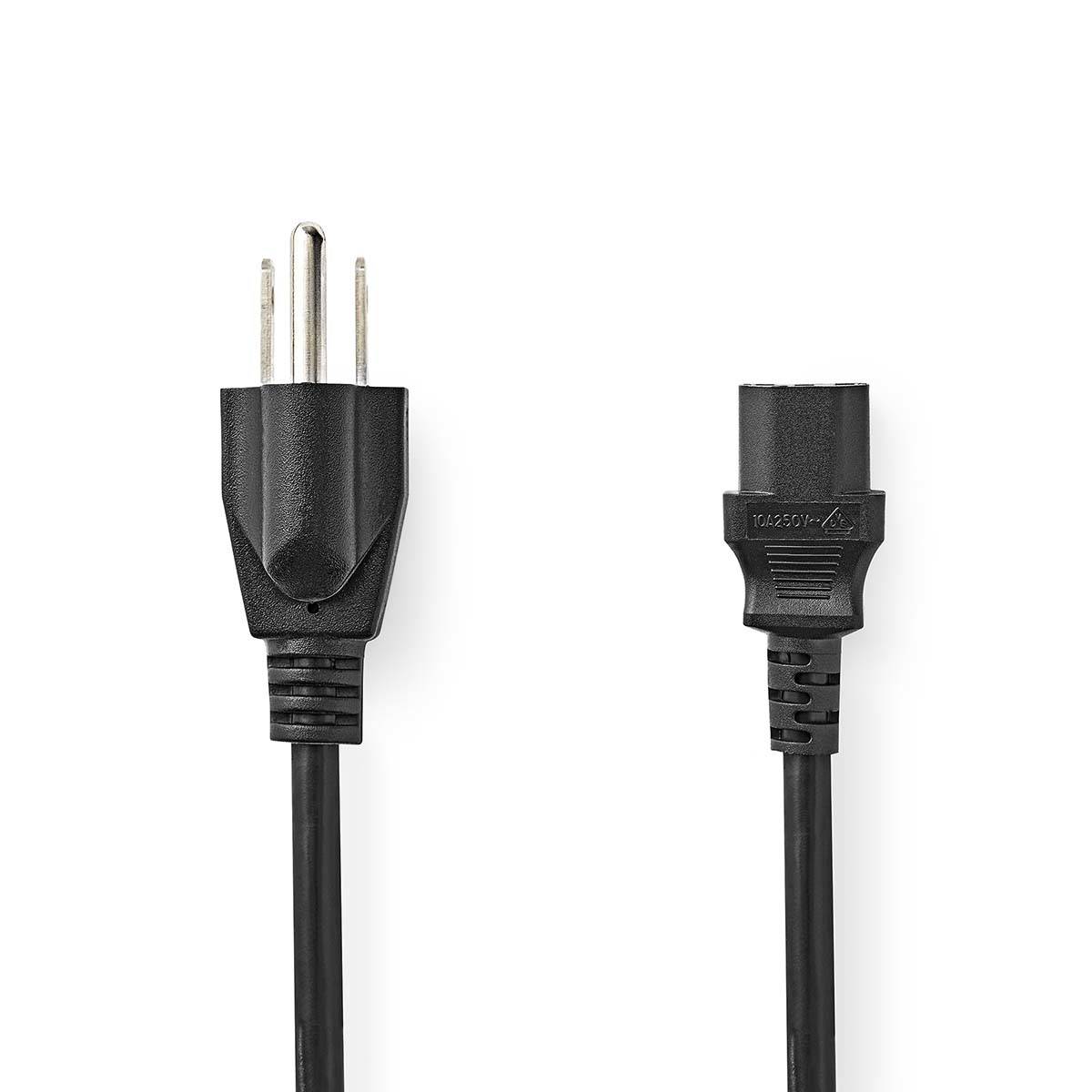 Nedis Stromkabel| USA Stecker| IEC-320-C13| Gerade|| Vernickelt| 2.00 m| - Kabel - Strom/Netzteil