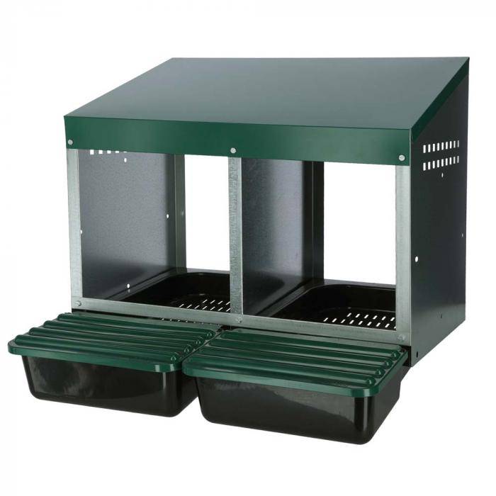 Legenest - Kunststoffboden - 2 Abteile - Länge 53 cm - dunkelgrün