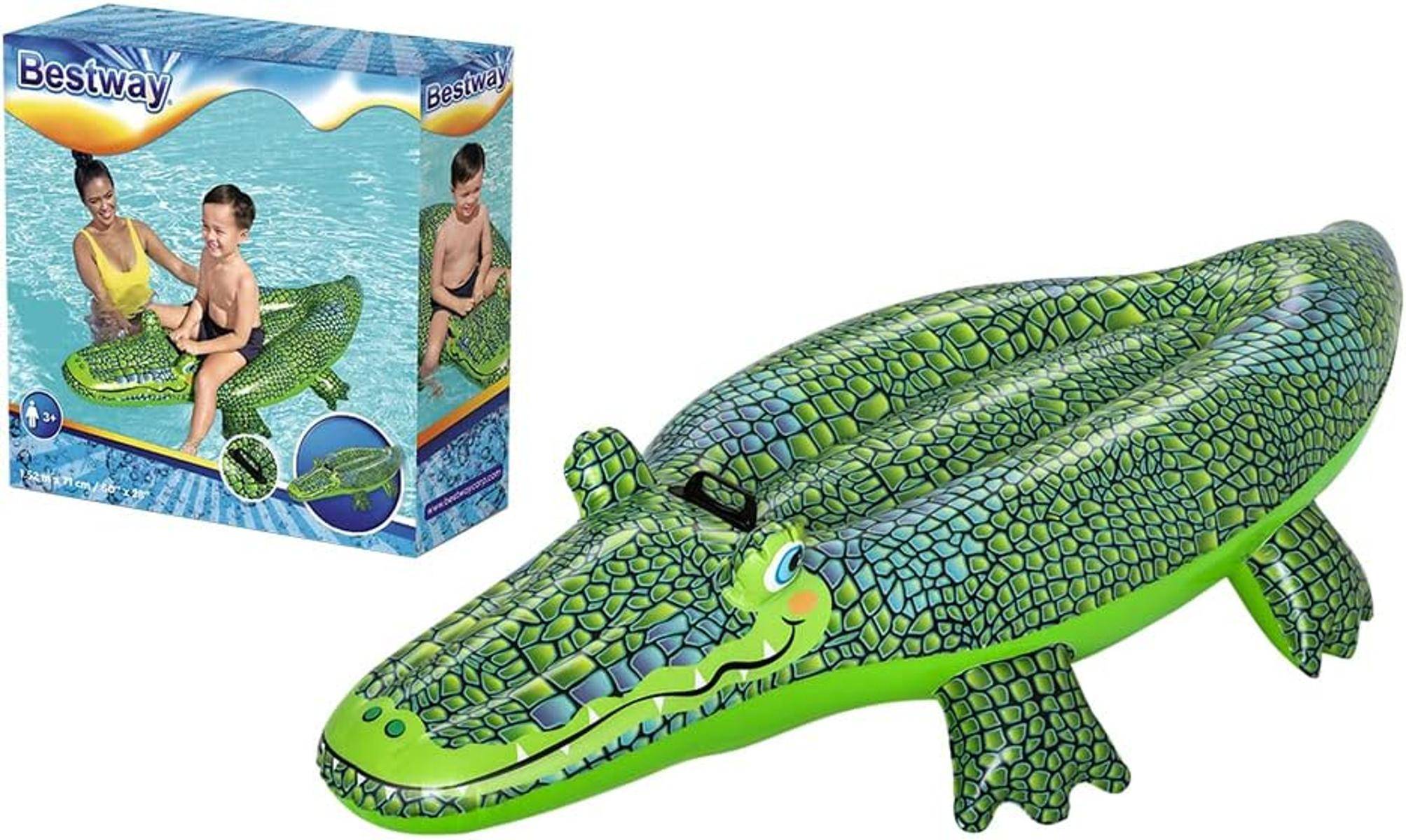BESTWAY Krokodil-Schwimmring Aufblasbar 41477 Vinyl 153x71 cm 3+