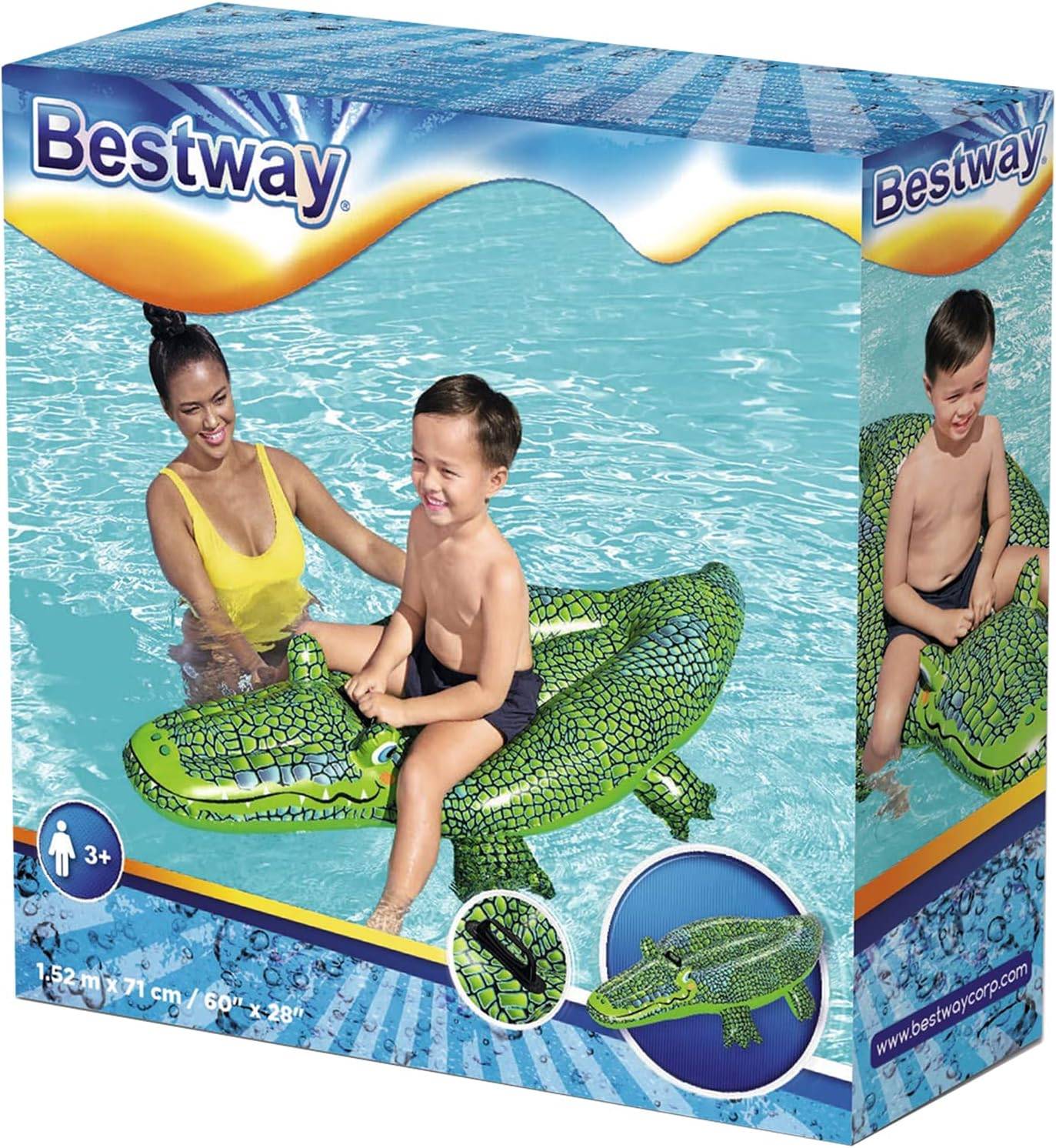 BESTWAY Krokodil-Schwimmring Aufblasbar 41477 Vinyl 153x71 cm 3+