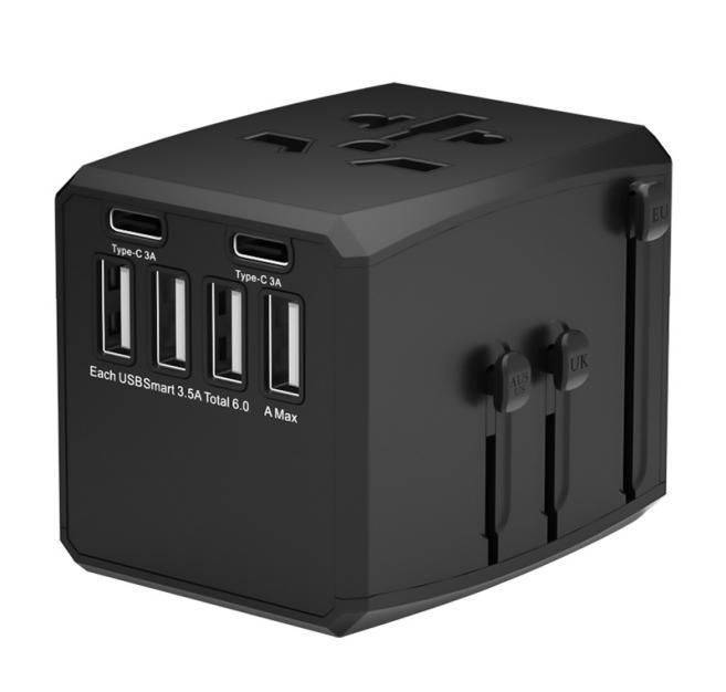 World Travel Adapter 4 USB-A- und 2 USB-C-Anschlüsse
