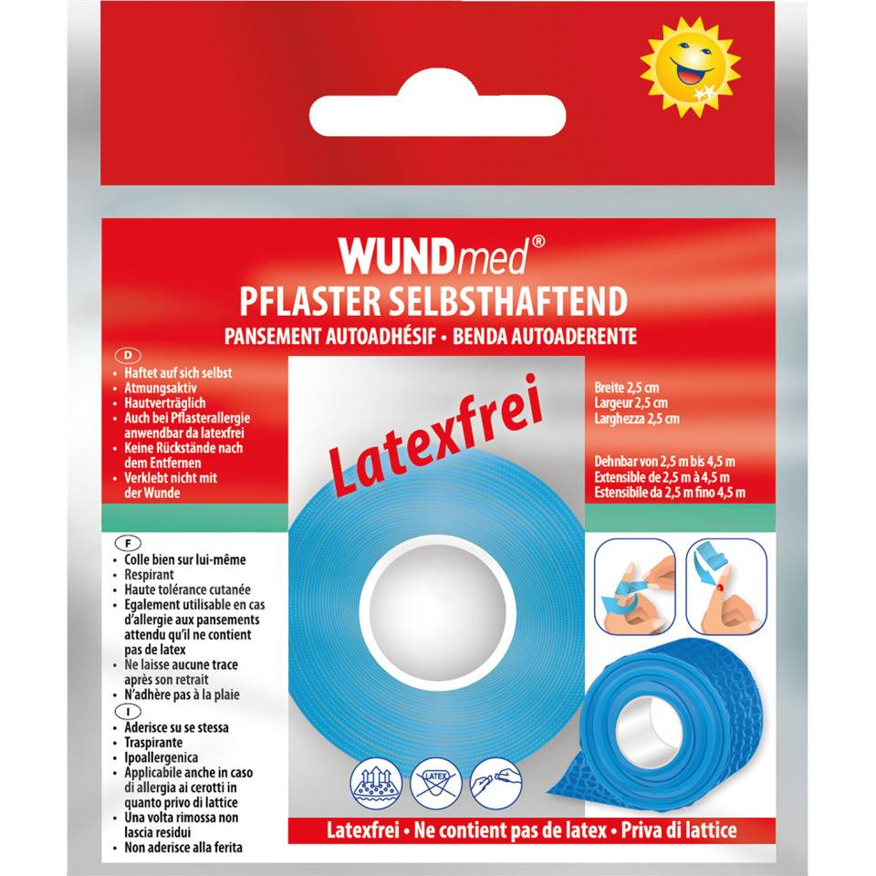 WUNDmed® Pflaster Kohäsiv, selbsthaftend, bunt, 2,5 cm, Länge dehnbar 2,5-4,5m